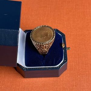 1895 one cent coin gold ring - western - Aztec - boho